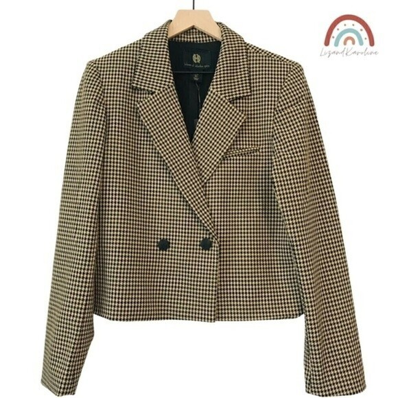 New! House of Harlow 1960 Houndstooth Notch Collar Blazer - Picture 1 of 13